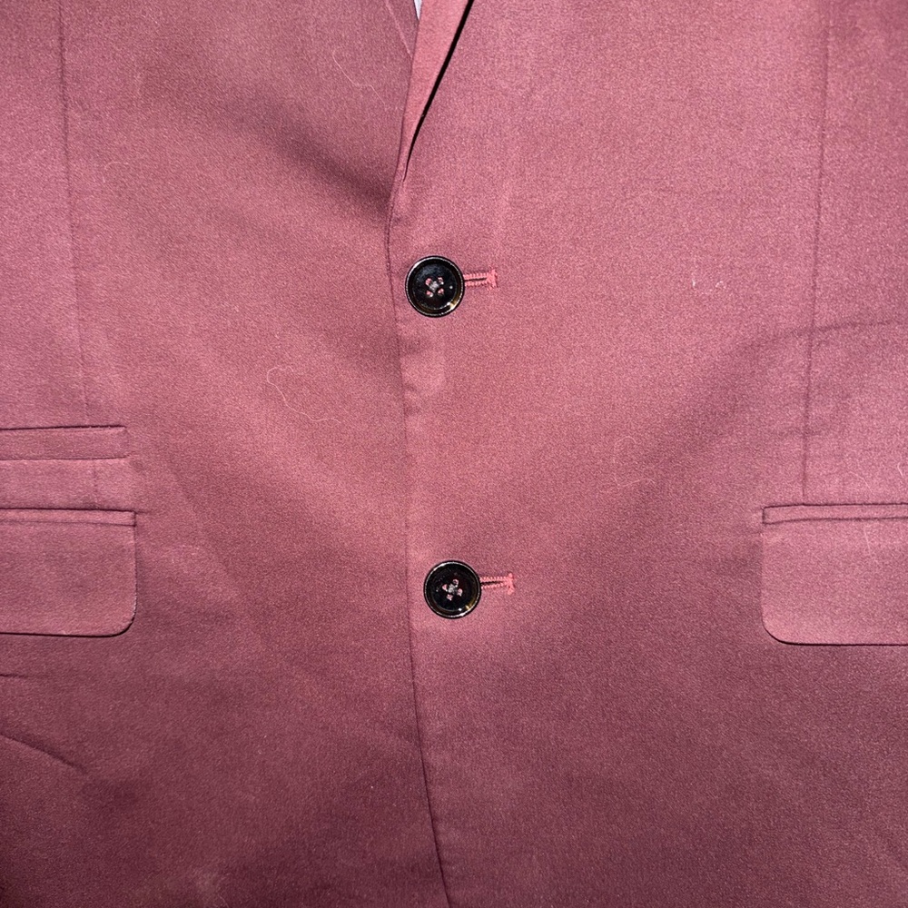 Men's Burgundy Blazer - Classic Two-Button Coat - Picture 5 of 6